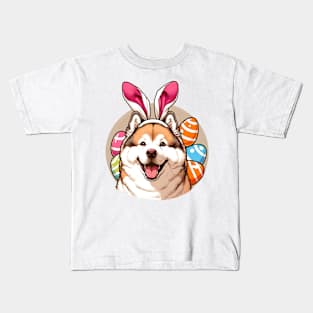 Kishu Ken Wears Bunny Ears for Easter Fun Kids T-Shirt